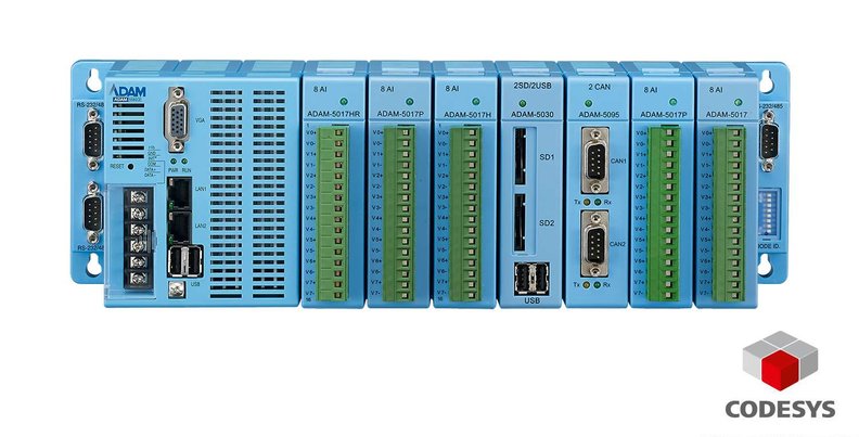 Priemyselné PC ADAM-5560CDS pre riadenie V/V, vzdialené V/V a HMI s platformou CODESYS 