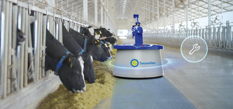 Dopĺňanie krmiva pre zvieratá pomocou robota