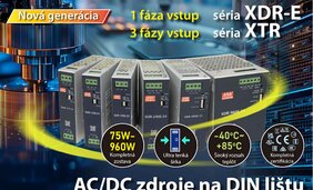 Impulzné priemyselné napájacie zdroje MEAN WELL novej série XDR a XTR
