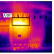 Termovízny pohľad na bimetalový spúšťač motora zaťažený menovitým prúdom