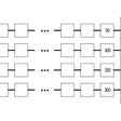 Obr. 3 Testovanie/referenčné nastavenie. Skladá sa zo štyroch riadkov s 50 V/V uzlami, piatimi kamerami (C1 – C5), jedným prepínačom (v skutočnosti viacerými prepínačmi, ktoré „tvoria“ jeden veľký prepínač) a dvoma počítačmi.