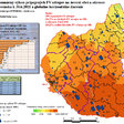 Obr. 5 Lokalizácia a sumárny výkon pripojených FV zdrojov na úrovní obcí Západného Slovenska k 30.6.2011 a globálne horizontálne žiarenie na západnom Slovensku Zdroj: MH SR, SolarGIS