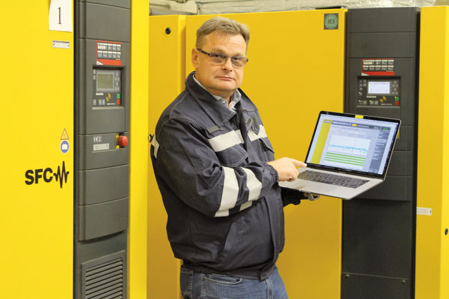 Obr.1 „On-line spojenie s každou kompresorovou stanicou umožňuje sledovať jej výkon, spotrebu i technické parametre.“ Roman Potrok, konateľ Air Consulting