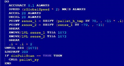 Obr. 5 Programovanie priemyselného robota - textový jazyk - slučky