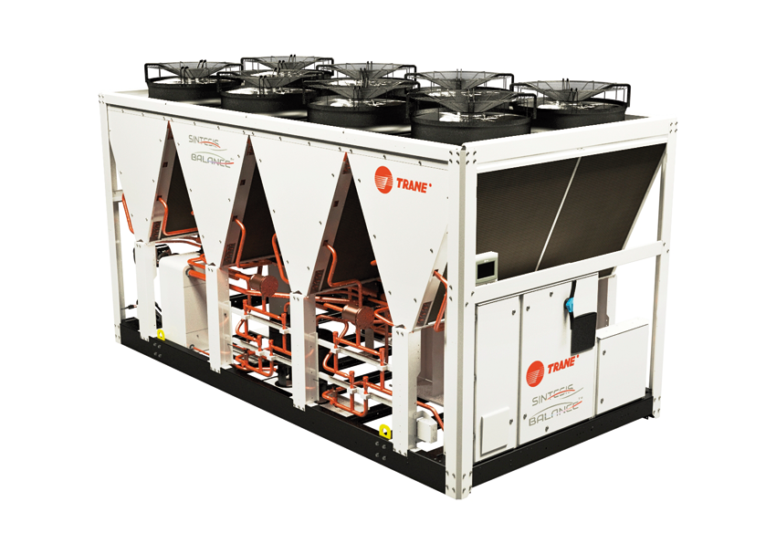 Obr. 1 Tepelné čerpadlo vzduch/voda s tepelným výkonom 300-700kW (Zdroj: Trane)