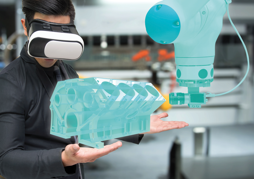 Obr. 5 Virtuálna realita sa uplatní vo fáze návrhu, inžinieringu, montáže či samotnej výroby produktov.