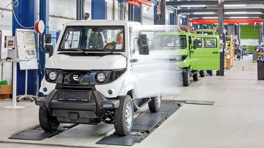 Obr. 2 Sériová výroba: EVUM Motors vyrába aCar v dolnobavorskej obci Bayerbach bei Ergoldsbach.