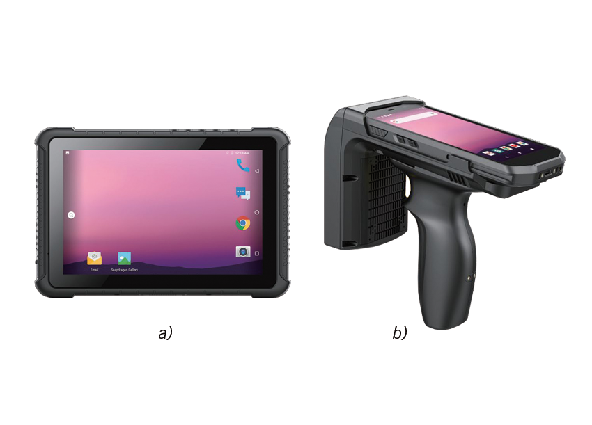  Obr.1 Odolný tablet EM-Q16 (a) a ručný počítač EM-Q51 (b)