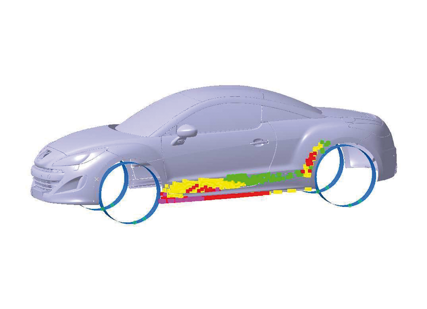 Obr. 8 Simulácia abrazívneho testovania náterových materiálov (Ernst a i., 2013)