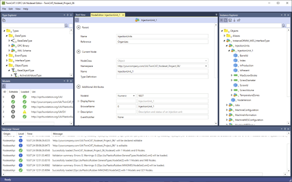 Obr. 1 Ukážka nástroja TwinCAT 3 OPC UA Nodeset Editor