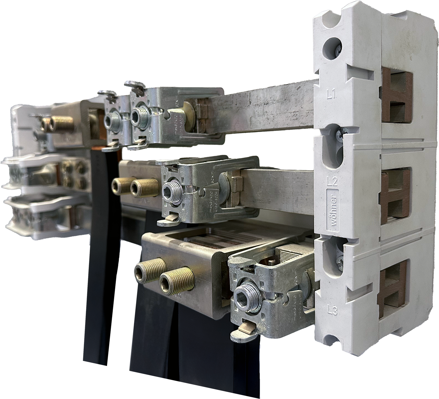 Obr. 1 Bočný pohľad na osadený systém prípojníc typu H
