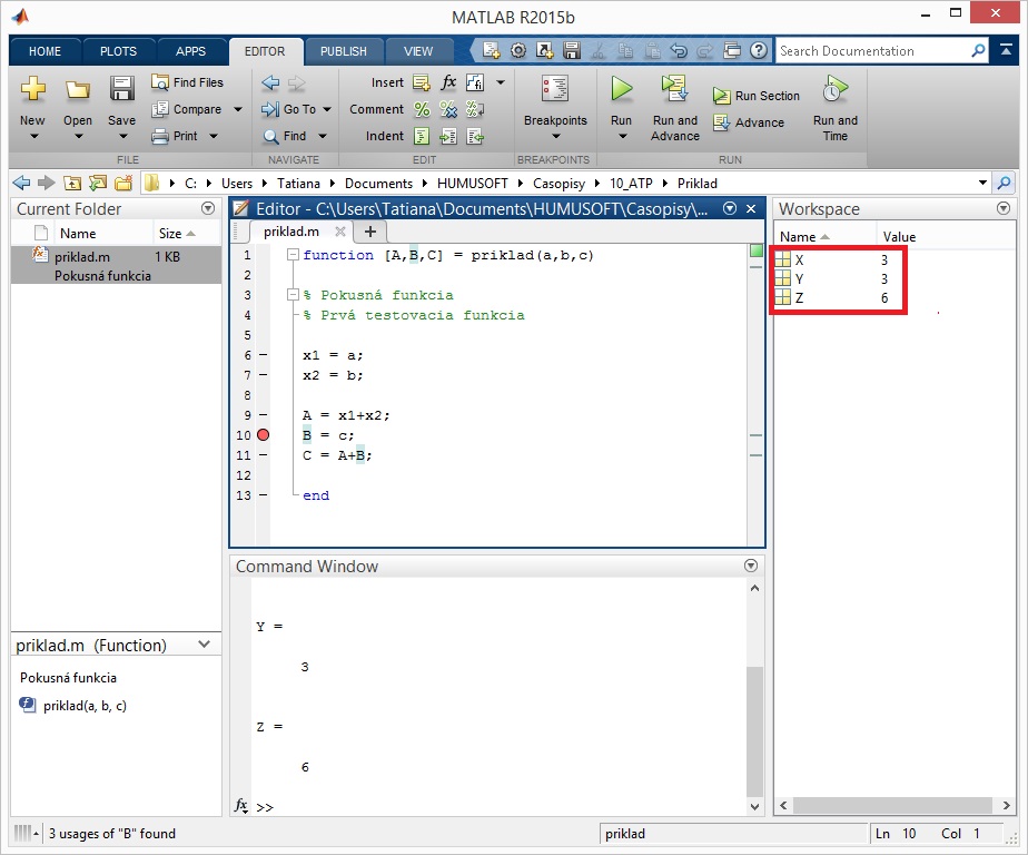 Ladenie skriptu - krokovanie, debugging v matlabe - Obr6