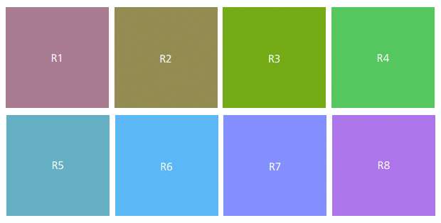 Obr. 4 Štandardný set farieb R1-R8
