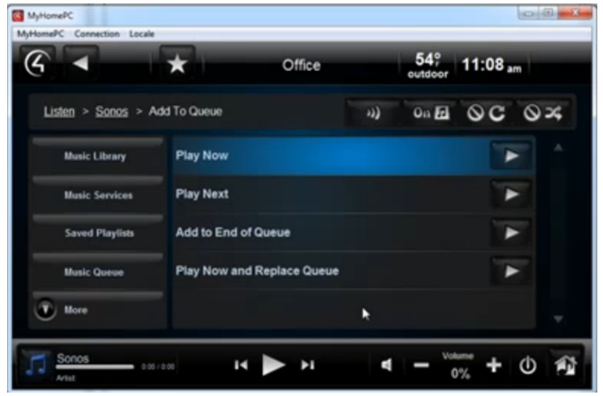 Ukážka integrovaného ovládania systému Sonos cez MyHome